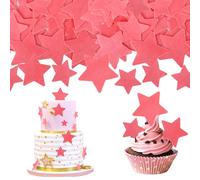 SYKYCTCY 60 Pack Edible Star Cupcake Toppers Red Twinkle Star Cupcake Picks Star Mini Cake Decorations for Wedding Engagement Bridal Shower Birthday Party Supplies