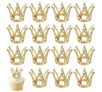 SYKYCTCY 8 Pack Crown Cupcake Toppers Small Crown Cake Toppers Gold Mini Rhinestone Crown Tiara Decoration for Wedding Royal Themed Bridal Shower Women Lady Girl Birthday Party Supplies
