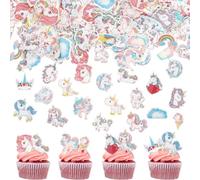 SYKYCTCY 80 Pack Edible Horse Cupcake Toppers Rainbow Cake Decorations Horse Cupcake Decorations for Baby Shower Girls Birthday Party Cake Decorations Supplies