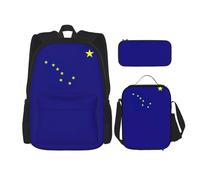 SYKzqiO Alaska State Flag 3-Piece Backpack Set with Messenger Bag and Pouch,fit for Tourism, Mountaineering, Shopping