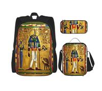 SYKzqiO Ancient Egypt Tribe Series 3-Piece Backpack Set with Messenger Bag and Pouch,fit for Tourism, Mountaineering, Shopping