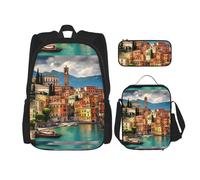 SYKzqiO Beautiful Italy 3-Piece Backpack Set with Messenger Bag and Pouch,fit for Tourism, Mountaineering, Shopping