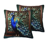 SYKzqiO Beautiful peacock picture print 2 Pack Soft Imitation Linen Pillowcases for Home Decor, with Hidden Zipper