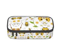 SYKzqiO Bee Flying Print Large Capacity Pencil case Storage Bag, fit for Stationery and Cosmetics, Unisex