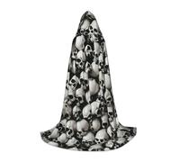 SYKzqiO black skull print Teen Hooded Cape Cloak, Long Elegant Witch Vampire Costume for Role Play