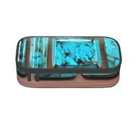 SYKzqiO Bright Aqua Blue Turquoise Print Large Capacity Pencil case Storage Bag, fit for Stationery and Cosmetics, Unisex