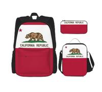 SYKzqiO California State Flag 3-Piece Backpack Set with Messenger Bag and Pouch,fit for Tourism, Mountaineering, Shopping