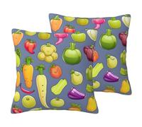 SYKzqiO Cartoon Vegetable Fruit print 2 Pack Soft Imitation Linen Pillowcases for Home Decor, with Hidden Zipper