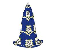 SYKzqiO Connecticut State Flag print Teen Hooded Cape Cloak, Long Elegant Witch Vampire Costume for Role Play