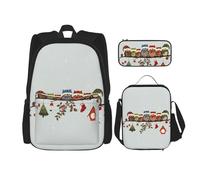 SYKzqiO Cute Christmas Owls on Branch 3-Piece Backpack Set with Messenger Bag and Pouch,fit for Tourism, Mountaineering, Shopping