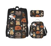 SYKzqiO Dog Corgi 3-Piece Backpack Set with Messenger Bag and Pouch,fit for Tourism, Mountaineering, Shopping