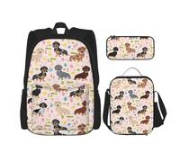 SYKzqiO Dog Flower 3-Piece Backpack Set with Messenger Bag and Pouch,fit for Tourism, Mountaineering, Shopping