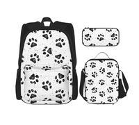 SYKzqiO Dog Paw Pattern 3-Piece Backpack Set with Messenger Bag and Pouch,fit for Tourism, Mountaineering, Shopping