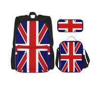 SYKzqiO English Flag 3-Piece Backpack Set with Messenger Bag and Pouch,fit for Tourism, Mountaineering, Shopping