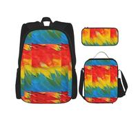 SYKzqiO Fantastic Parrot Feather 3-Piece Backpack Set with Messenger Bag and Pouch,fit for Tourism, Mountaineering, Shopping