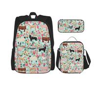 SYKzqiO Farm Animal 3-Piece Backpack Set with Messenger Bag and Pouch,fit for Tourism, Mountaineering, Shopping