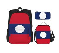 SYKzqiO Flag of Laos 3-Piece Backpack Set with Messenger Bag and Pouch,fit for Tourism, Mountaineering, Shopping