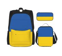 SYKzqiO Flag of Ukraine 3-Piece Backpack Set with Messenger Bag and Pouch,fit for Tourism, Mountaineering, Shopping