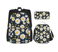 SYKzqiO Floral Daisies Pattern 3-Piece Backpack Set with Messenger Bag and Pouch,fit for Tourism, Mountaineering, Shopping