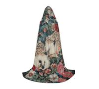 SYKzqiO Floral Hedgehogs print Teen Hooded Cape Cloak, Long Elegant Witch Vampire Costume for Role Play
