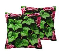 SYKzqiO Floral Rose Ivy with Leaves Spring print 2 Pack Soft Imitation Linen Pillowcases for Home Decor, with Hidden Zipper