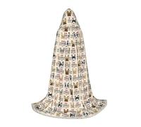 SYKzqiO French dog print Teen Hooded Cape Cloak, Long Elegant Witch Vampire Costume for Role Play