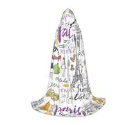 SYKzqiO French Paris Tour Eiffel Tower print Teen Hooded Cape Cloak, Long Elegant Witch Vampire Costume for Role Play