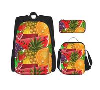 SYKzqiO Fresh Fruits Pineapple 3-Piece Backpack Set with Messenger Bag and Pouch,fit for Tourism, Mountaineering, Shopping