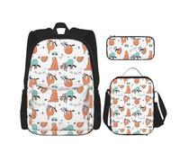 SYKzqiO Funny Cute Animal Sloth Music 3-Piece Backpack Set with Messenger Bag and Pouch,fit for Tourism, Mountaineering, Shopping