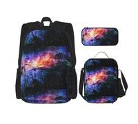 SYKzqiO Galaxy in The Universe 3-Piece Backpack Set with Messenger Bag and Pouch,fit for Tourism, Mountaineering, Shopping