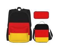 SYKzqiO German Flag 3-Piece Backpack Set with Messenger Bag and Pouch,fit for Tourism, Mountaineering, Shopping