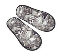 SYKzqiO Glitter Abstract Diamond Crystal Pattern Fashion Cotton Slippers Winter Autumn Cozy Fleece Lined Cotton Slippers, Thermal House Shoes