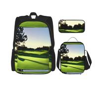 SYKzqiO Golf Course 3-Piece Backpack Set with Messenger Bag and Pouch,fit for Tourism, Mountaineering, Shopping