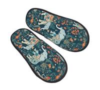 SYKzqiO Gorgeous meadows pattern with floral elephant in Fashion Cotton Slippers Winter Autumn Cozy Fleece Lined Cotton Slippers, Thermal House Shoes
