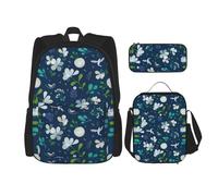 SYKzqiO Grass and Dove 3-Piece Backpack Set with Messenger Bag and Pouch,fit for Tourism, Mountaineering, Shopping