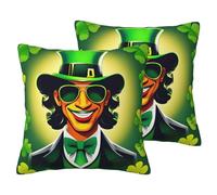 SYKzqiO Happy St Patrick's Day print 2 Pack Soft Imitation Linen Pillowcases for Home Decor, with Hidden Zipper
