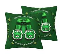 SYKzqiO Happy St. Patrick's Day print 2 Pack Soft Imitation Linen Pillowcases for Home Decor, with Hidden Zipper