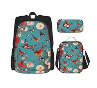 SYKzqiO Hen Flying Butterflies Among Flowers 3-Piece Backpack Set with Messenger Bag and Pouch,fit for Tourism, Mountaineering, Shopping