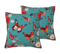 SYKzqiO Hen Flying Butterflies Among Flowers print 2 Pack Soft Imitation Linen Pillowcases for Home Decor, with Hidden Zipper