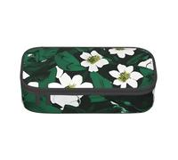 SYKzqiO Hunter Green Floral Petals Pattern Print Large Capacity Pencil case Storage Bag, fit for Stationery and Cosmetics, Unisex