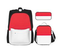 SYKzqiO Indonesian Flag 3-Piece Backpack Set with Messenger Bag and Pouch,fit for Tourism, Mountaineering, Shopping