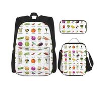SYKzqiO Introduction of Various Vegetables 3-Piece Backpack Set with Messenger Bag and Pouch,fit for Tourism, Mountaineering, Shopping
