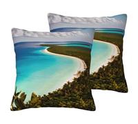 SYKzqiO island of cuba print 2 Pack Soft Imitation Linen Pillowcases for Home Decor, with Hidden Zipper