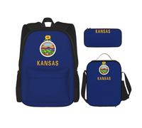 SYKzqiO Kansas State Flag 3-Piece Backpack Set with Messenger Bag and Pouch,fit for Tourism, Mountaineering, Shopping