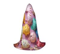 SYKzqiO Many colored ice cream print Teen Hooded Cape Cloak, Long Elegant Witch Vampire Costume for Role Play