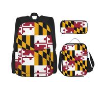SYKzqiO Maryland State Flag 3-Piece Backpack Set with Messenger Bag and Pouch,fit for Tourism, Mountaineering, Shopping