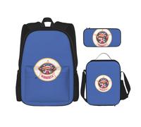 SYKzqiO Minnesota State Flag 3-Piece Backpack Set with Messenger Bag and Pouch,fit for Tourism, Mountaineering, Shopping