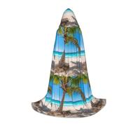 SYKzqiO Ocean Tropical Palm Trees print Teen Hooded Cape Cloak, Long Elegant Witch Vampire Costume for Role Play
