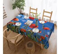 SYKzqiO Poppies on Blue Sky Printed tablecloths - fashionable home decoration, fit for all kinds of events