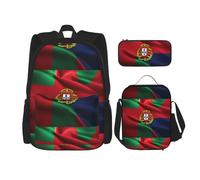 SYKzqiO Portuguese Flag 3-Piece Backpack Set with Messenger Bag and Pouch,fit for Tourism, Mountaineering, Shopping